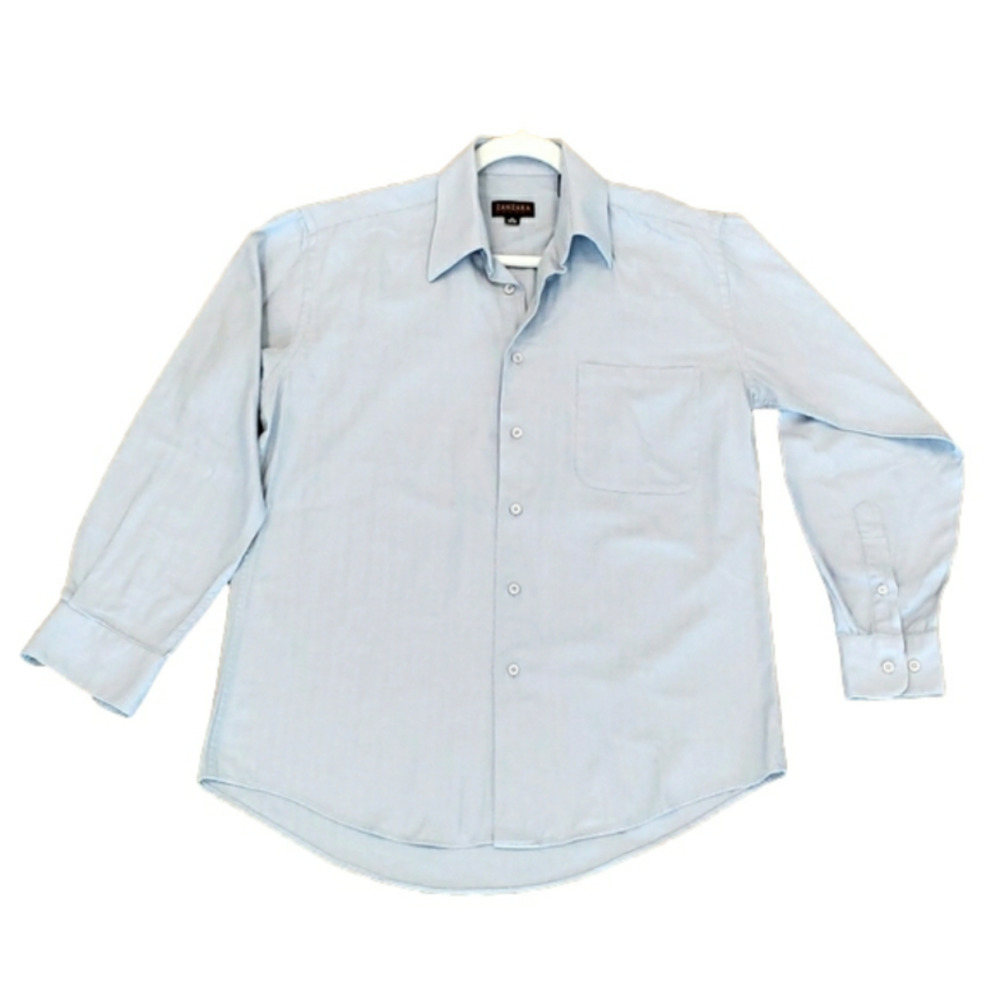 Mens Blue Button Down Collar Dress Shirt